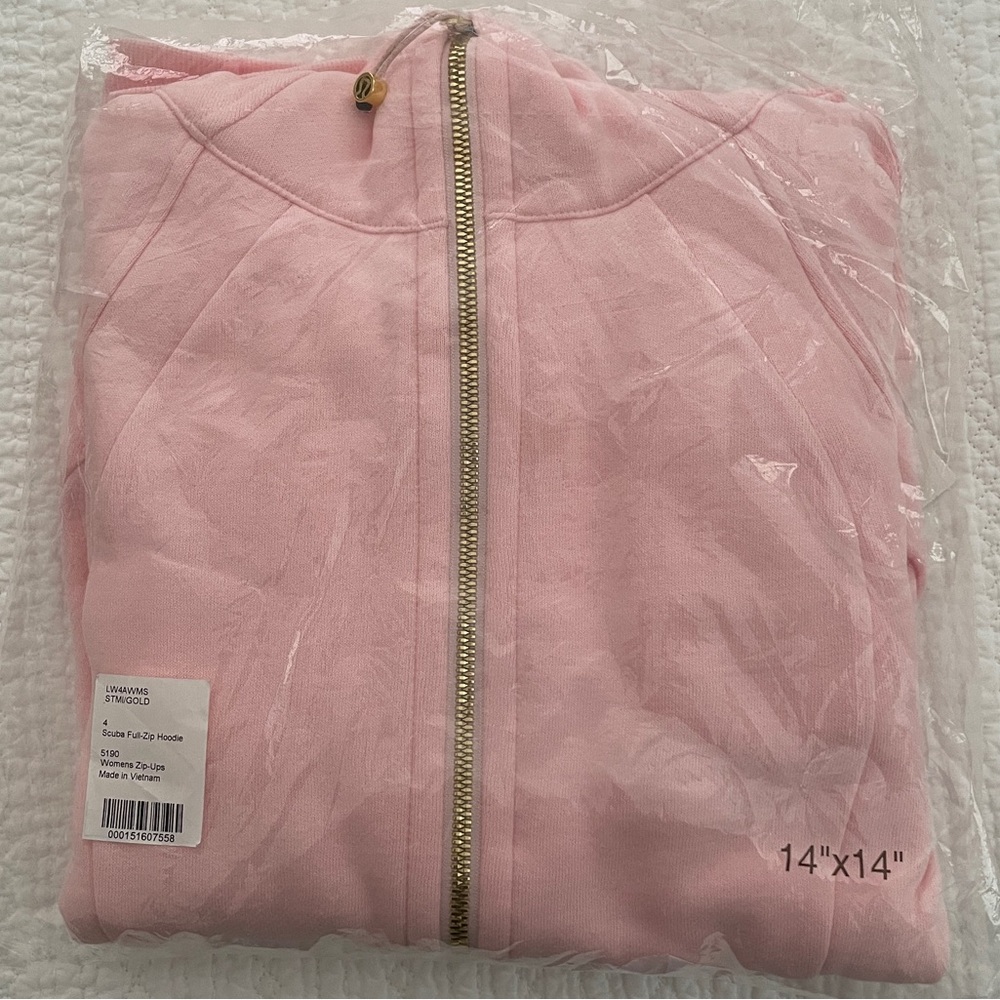 NWT Lululemon Scuba Full-Zip Hoodie Strawberry Milkshake with Gold Zipper